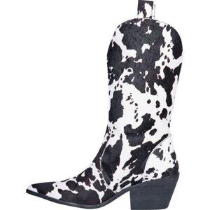 ⭐ Women's Cow Print Cowboy Boots - Mid Calf Western Cowgirl Boots